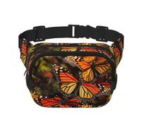 Fanny Pack For Women Men Waterproof Adjustable Belt Bags Waist Pack Fashion Crossbody Bags Monarch Butterflies Bum Bag For Running Workout Hiking Traveling, Black, One Size