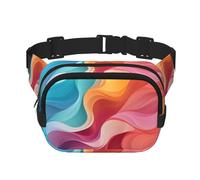 Fanny Pack For Women Men Waterproof Adjustable Belt Bags Waist Pack Fashion Crossbody Bags Rainbow Color Abstract Illustration Bum Bag For Running Workout Hiking Traveling, Black, One Size