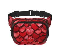 Fanny Pack For Women Men Waterproof Adjustable Belt Bags Waist Pack Fashion Crossbody Bags Red Hearts Love Bum Bag For Running Workout Hiking Traveling, Black, One Size