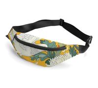 Fanny Pack for Women Men White Chrysanthemum Pattern Waist Pack Everywhere Belt Bag Sports Waist Bag with Adjustable Strap Fashion Hip Bum Bag for Traveling Running Workout, white, 14.2x5.9 Inches