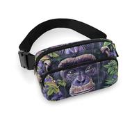 Fanny Pack Graffiti in The Jungle Waist Pack for Women Men Waterproof Belt Bag with Adjustable Belt Casual Crossbody Bag Travel Waist Bag for Sports Running Cycling, white, 20x13cm, Waist Bag, white,