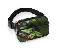 Fanny Pack Green Geckos Printed Waist Cinching Bag Hip Bag Lightweight Belt Bag for Travel Sports Hiking Running, Green Geckos, 7.9 X 5.1 in