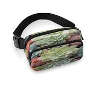 Fanny Pack Green Succulents Printed Waist Cinching Bag Hip Bag Lightweight Belt Bag for Travel Sports Hiking Running, Green Succulents, 7.9 X 5.1 in