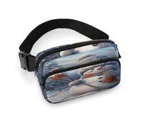 Fanny Pack Hardworking Snowman Printed Waist Cinching Bag Hip Bag Lightweight Belt Bag for Travel Sports Hiking Running, Hardworking Snowman, 7.9 X 5.1 in