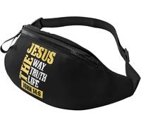 Fanny Pack Jesus The Way Truth Life John 14:6 Christianty Books Elegant Bumbags Foldable Waist Pack For Outdoors Travel Women 14X35Cm