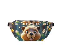 Fanny Pack Large Crossbody Sling Bag for Men Women Cartoon Animated Beaver Chest Bag Adjustable Waist Bags for Travel