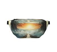 Fanny Pack Large Crossbody Sling Bag for Men Women Divided Sea Pathway Chest Bag Adjustable Waist Bags for Travel