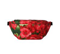 Fanny Pack Large Crossbody Sling Bag for Men Women Red Geraniums Chest Bag Adjustable Waist Bags for Travel