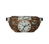 Fanny Pack Large Crossbody Sling Bag for Men Women Rusty Steampunk Clock Chest Bag Adjustable Waist Bags for Travel