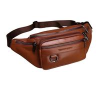 Fanny Pack, Leather Waist Bag For Men, Brown Multi-Functional Hip Bum Bag, Dumpling-Shaped Crossbody Chest Bag, Large Capacity For Phone, Wallet, Key, Cards, Sports