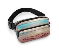 Fanny Pack Love Beach Printed Waist Cinching Bag Hip Bag Lightweight Belt Bag for Travel Sports Hiking Running, Love Beach, 7.9 X 5.1 in