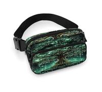 Fanny Pack Magical Green Tree Printed Waist Cinching Bag Hip Bag Lightweight Belt Bag for Travel Sports Hiking Running, Magical Green Tree, 7.9 X 5.1 in