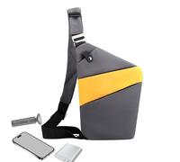 Fanny Pack Men - Slim Nylon Chest Popch, Lightweight Shoulder Strap Bag, Compact Handbag, Secure Anti-Theft Waist Organizer | Carry Carry for Making, Left., Dark gray with yellow, Refer to description