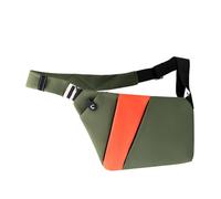 Fanny Pack Men - Slim Nylon Chest Popch, Lightweight Shoulder Strap Bag, Compact Handbag, Secure Anti-Theft Waist Organizer | Carry Carry for Making, Right, green with orange, Refer to description