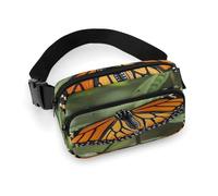 Fanny Pack Monarch Butterflly Printed Waist Cinching Bag Hip Bag Lightweight Belt Bag for Travel Sports Hiking Running, Monarch Butterflly, 7.9 X 5.1 in