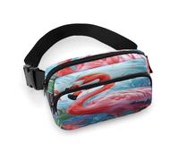 Fanny Pack Painted Flamingo Printed Waist Cinching Bag Hip Bag Lightweight Belt Bag for Travel Sports Hiking Running, Painted Flamingo, 7.9 X 5.1 in