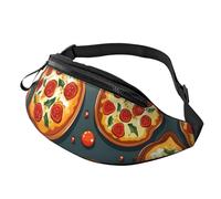 Fanny Pack, Pizza Food Printed Waist Pack,Adjustable Cross Body Bag For Travel Walking Running Hiking Cycling, Black, One Size