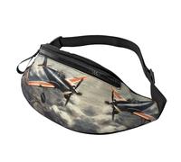 Fanny Pack, Retro Airplane Printed Waist Pack,Adjustable Cross Body Bag For Travel Walking Running Hiking Cycling, Black, One Size