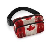 Fanny Pack Retro Canada Flag Printed Waist Cinching Bag Hip Bag Lightweight Belt Bag for Travel Sports Hiking Running, Retro Canada Flag, 7.9 X 5.1 in