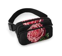 Fanny Pack Rose Flower of Many Fans Printed Waist Cinching Bag Hip Bag Lightweight Belt Bag for Travel Sports Hiking Running, Rose Flower of Many Fans, 7.9 X 5.1 in