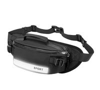 Fanny Pack - Safety Waist Bag with Zipper, Reflective Running Belt Package, Lightweight Nylon Pagier, Anti-Theft, Slash, Trunk Bag for Holiday, black, Se référer au descriptif, See description