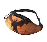 Fanny Pack, Sea Sunset Flying Dragon Printed Waist Pack,Adjustable Cross Body Bag For Travel Walking Running Hiking Cycling, Black, One Size
