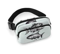 Fanny Pack Sketch Fish Printed Waist Cinching Bag Hip Bag Lightweight Belt Bag for Travel Sports Hiking Running, Sketch Fish, 7.9 X 5.1 in