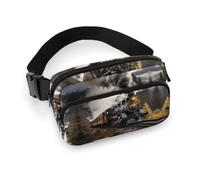 Fanny Pack Steam Train Printed Waist Cinching Bag Hip Bag Lightweight Belt Bag for Travel Sports Hiking Running, Steam Train, 7.9 X 5.1 in