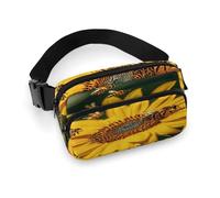 Fanny Pack Sunflower Bees Printed Waist Cinching Bag Hip Bag Lightweight Belt Bag for Travel Sports Hiking Running, Sunflower Bees, 7.9 X 5.1 in