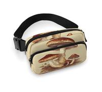 Fanny Pack Vintage Edible Mushrooms Printed Waist Cinching Bag Hip Bag Lightweight Belt Bag for Travel Sports Hiking Running, Vintage Edible Mushrooms, 7.9 X 5.1 in