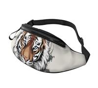 Fanny Pack Waist Bag Pack Adjustable Hip Bum Bag Black and white doodle tiger Crossbody Bags Belt Bag for Men Women