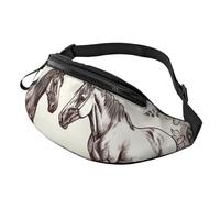 Fanny Pack Waist Bag Pack Adjustable Hip Bum Bag Flowers and horses hand drawn Crossbody Bags Belt Bag for Men Women