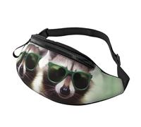 Fanny Pack Waist Bag Pack Adjustable Hip Bum Bag Funny Raccoon Green Sunglasses Crossbody Bags Belt Bag for Men Women