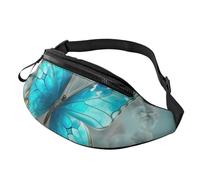 Fanny Pack Waist Bag Pack Adjustable Hip Bum Bag Light Blue Butterfly Crossbody Bags Belt Bag for Men Women