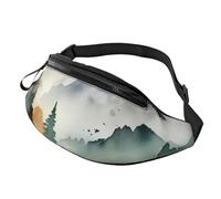 Fanny Pack Waist Bag Pack Adjustable Hip Bum Bag Mountain birds watercolor Crossbody Bags Belt Bag for Men Women