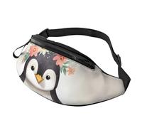 Fanny Pack Waist Bag Pack Adjustable Hip Bum Bag Penguin Wearing Flowers Crossbody Bags Belt Bag for Men Women
