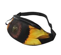 Fanny Pack Waist Bag Pack Adjustable Hip Bum Bag Sunflower on Black Background Crossbody Bags Belt Bag for Men Women