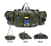 Fanny Pack Waist Bag, Waist Pack with Two Water Bottle Holder, Hiking Fanny, Lumbar Backpack for Running Walking DogWalking Travel Cycling Waterproof Bag