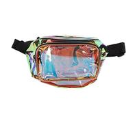 Fanny Pack Waist Belt Bag Transparent Iridescent Shiny PVC Adjustable Unisex for Travel Running Hiking Beach Shopping Daily Use Fashion Accessory