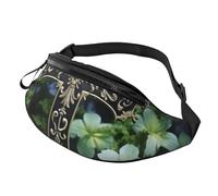 Fanny Pack Waist Packs for Men Women Sling Backpack Everywhere Belt Bag Black and white elephant image Crossbody Bags, Black Cross Among Green Flowers, One Size