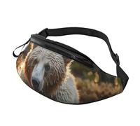 Fanny Pack Waist Packs for Men Women Sling Backpack Everywhere Belt Bag Black and white elephant image Crossbody Bags, Bear Crossing The River, One Size