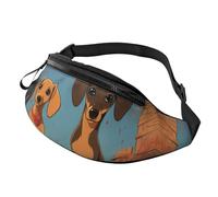Fanny Pack Waist Packs for Men Women Sling Backpack Everywhere Belt Bag Black and white elephant image Crossbody Bags, Two Dachshunds, One Size