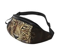 Fanny Pack Waist Packs for Men Women Sling Backpack Everywhere Belt Bag Black cat green eyes Crossbody Bags, Patterned Leopard Head, One Size