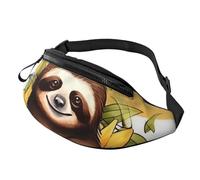 Fanny Pack Waist Packs for Men Women Sling Backpack Everywhere Belt Bag Cats and Dogs Crossbody Bags, Cartoon Sloth Sitting On Sunflower, One Size
