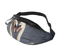 Fanny Pack Waist Packs for Men Women Sling Backpack Everywhere Belt Bag Flag and Eagle Crossbody Bags, Romantic White Swan, One Size