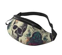Fanny Pack Waist Packs for Men Women Sling Backpack Everywhere Belt Bag Flock of Tropical Flamingos Crossbody Bags, Skull Flower, One Size