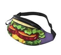 Fanny Pack Waist Packs for Men Women Sling Backpack Everywhere Belt Bag Jungle colorful leaves Crossbody Bags, Cartoon Hamburger, One Size