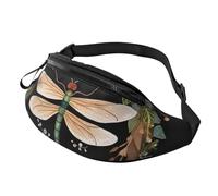 Fanny Pack Waist Packs for Men Women Sling Backpack Everywhere Belt Bag Pug Green Polka Dot Crossbody Bags, Image Of Dragonfly In Wreath, One Size
