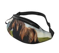 Fanny Pack Waist Packs for Men Women Sling Backpack Everywhere Belt Bag Purple rose with beautiful butterfly on it Crossbody Bags, Grazing Wild Horses, One Size