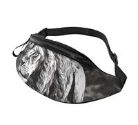 Fanny Pack Waist Packs for Men Women Sling Backpack Everywhere Belt Bag Scandinavian Animals Crossbody Bags, Lion Black And White Illustration, One Size